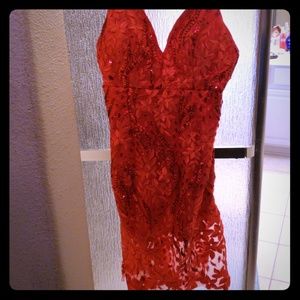 Sexy sequined red dress